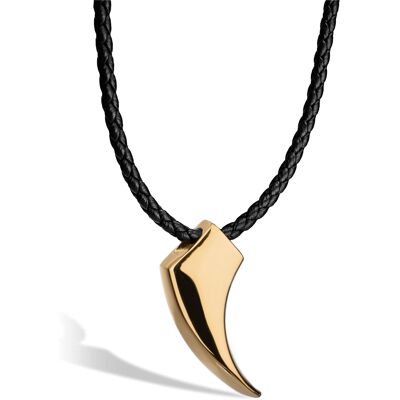 Leather necklace "Wolf" - Gold - N003