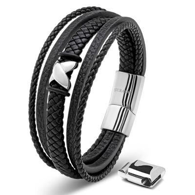 Leather bracelet "Flake" - silver - B031