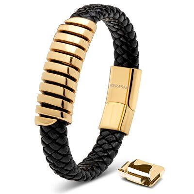 Leather bracelet "Helix" - gold - B035