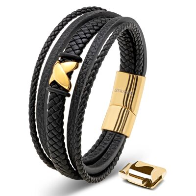 Leather bracelet "Flake" - gold - B032