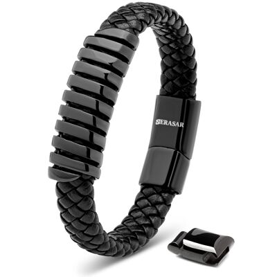 Lederarmband "Helix" - Schwarz - B033