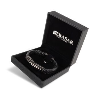 Bracelet cuir "Helix" - noir - B033 2