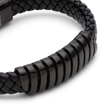 Bracelet cuir "Helix" - noir - B033 8