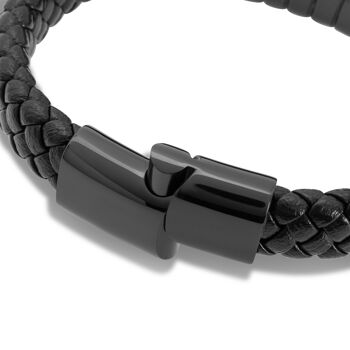 Bracelet cuir "Helix" - noir - B033 9