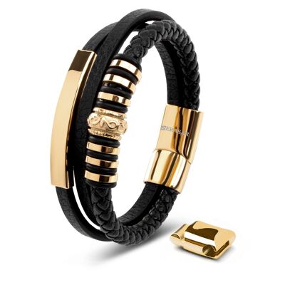 Leather bracelet "Shine" - gold - B026