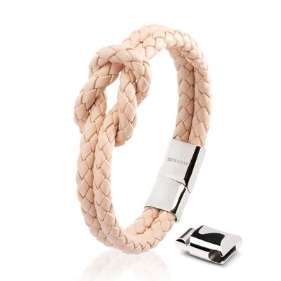 Bracelet cuir "Noeud" - rose - B022