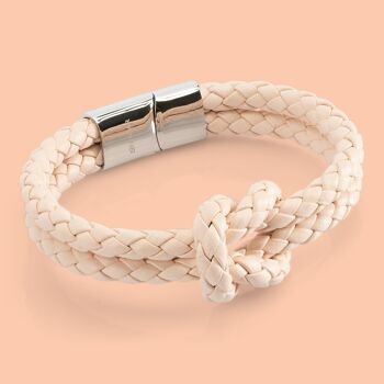 Bracelet cuir "Noeud" - rose - B022 2