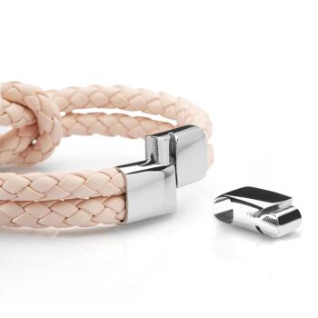 Bracelet cuir "Noeud" - rose - B022 8