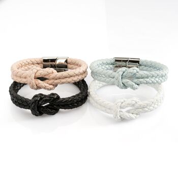 Bracelet cuir "Noeud" - rose - B022 9