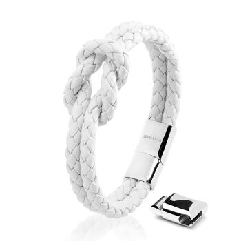 Bracelet cuir "Noeud" - blanc - B021 1