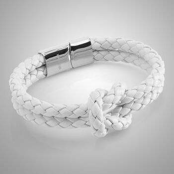 Bracelet cuir "Noeud" - blanc - B021 2