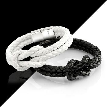 Bracelet cuir "Noeud" - blanc - B021 6
