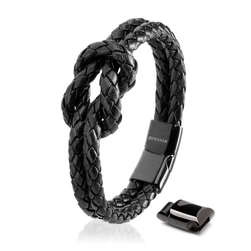 Lederarmband "Knot" - Schwarz - B020