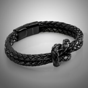Bracelet cuir "Noeud" - noir - B020 2