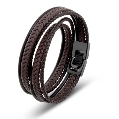 Leather bracelet "Wrap" - brown - B019