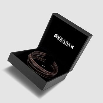 Bracelet cuir "Wrap" - marron - B019 3