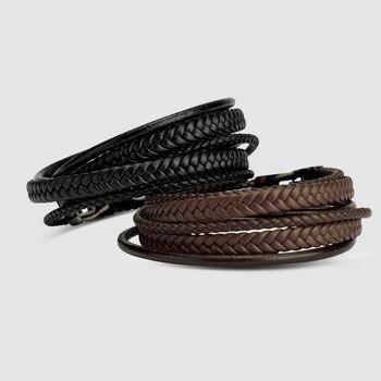 Bracelet cuir "Wrap" - marron - B019 8