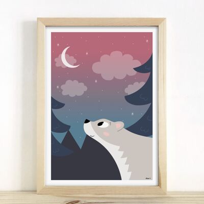 Illustration enfant - "Ours lune" A4