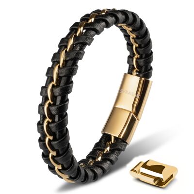 Leather bracelet "Joy" - gold - B011