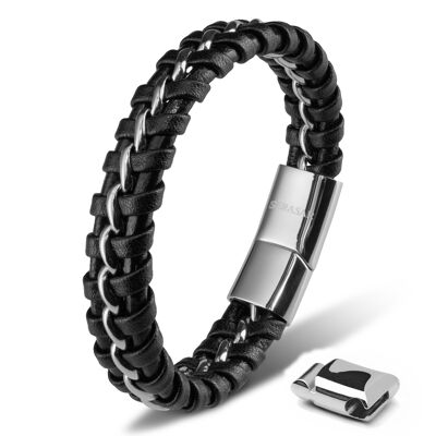 Leather bracelet "Joy" - silver - B010