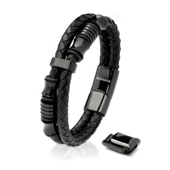 Bracelet cuir "Esprit" - noir - B008 1