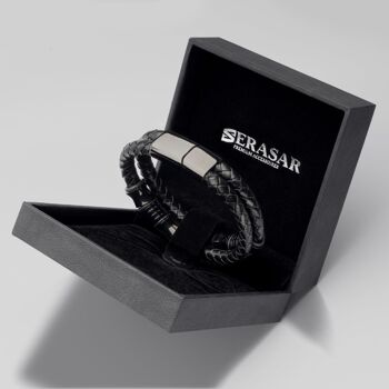 Bracelet cuir "Esprit" - noir - B008 2