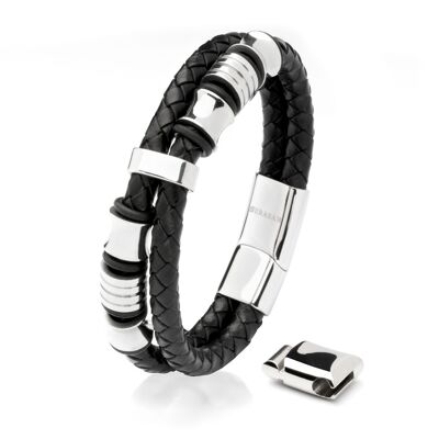 Leather bracelet "Spirit" - silver - B007