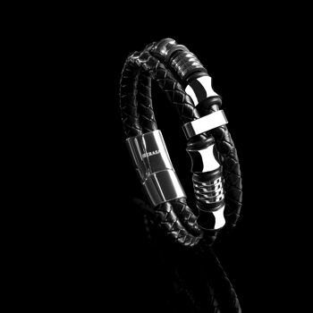 Bracelet cuir "Esprit" - argent - B007 8