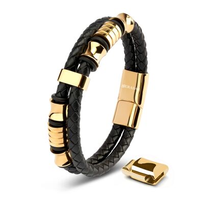 Leather bracelet "Spirit" - gold - B006
