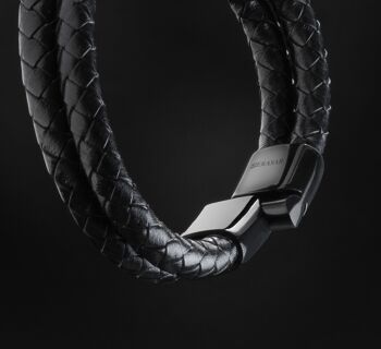 Bracelet cuir "Double" - noir - B004 8