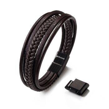 Bracelet cuir "Tresse" - marron - B001 1