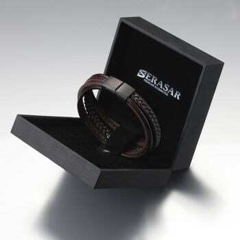 Bracelet cuir "Tresse" - marron - B001 2
