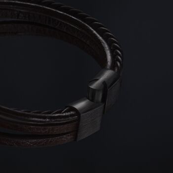 Bracelet cuir "Tresse" - marron - B001 8