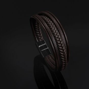 Bracelet cuir "Tresse" - marron - B001 9