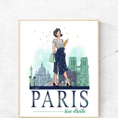 A3 Poster von Paris am rechten Ufer