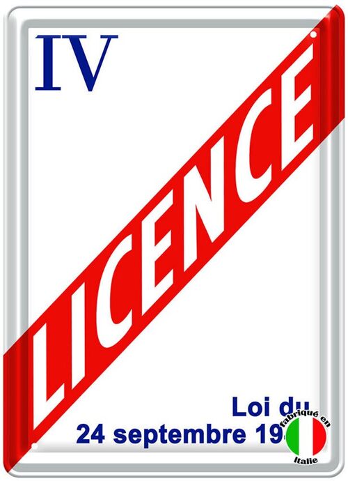 Plaques Décoratives Licence iv 15x21 metal