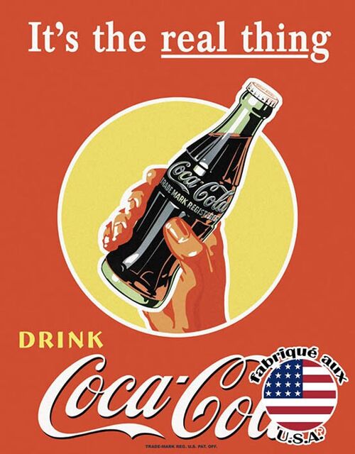 Plaques Décoratives Coke real thing bottle in hand plaque us