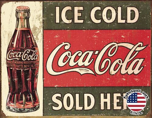 Coke c1916 ice cold plaque us