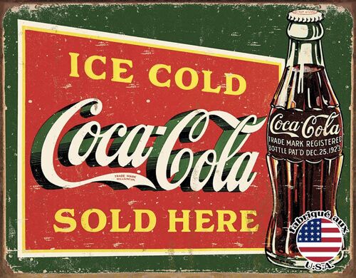 Coke ice cold green plaque us