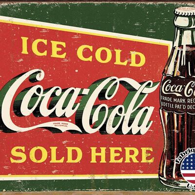 Coke ice cold green plaque us