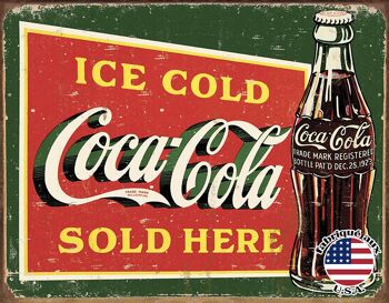 Plaques Décoratives Coke ice cold green plaque us