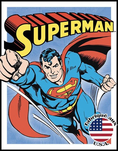 Superman retro panels plaque us