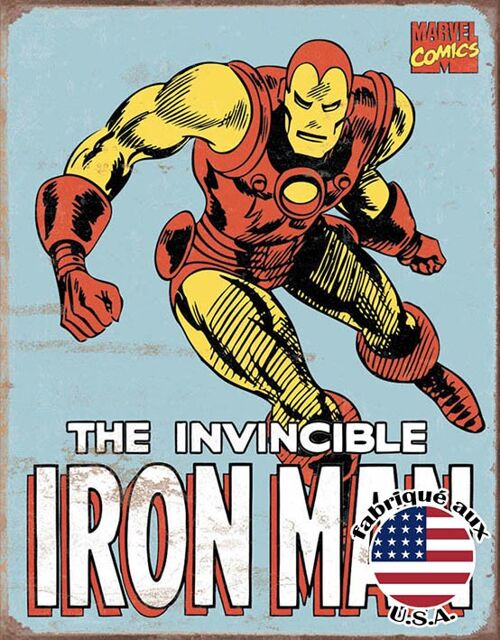 Iron man retro plaque us