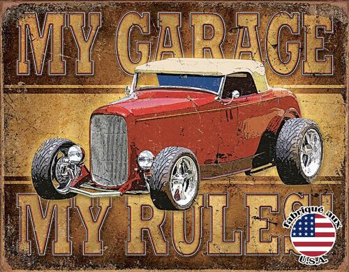 Plaques Décoratives My garage rod plaque us