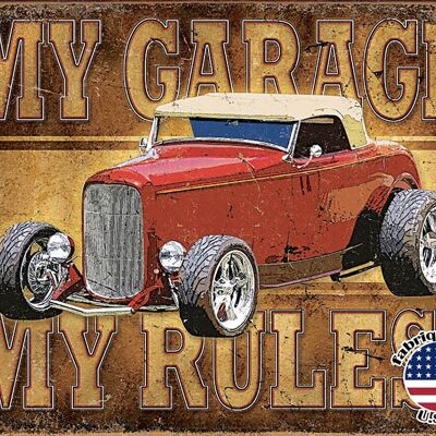 Plaques Décoratives My garage rod plaque us