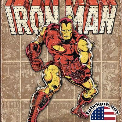 Iron man retro panels plaque us