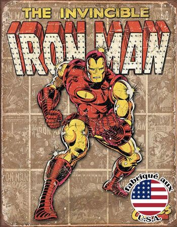 Iron man retro panels plaque us