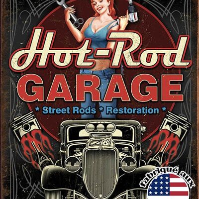 Plaques Décoratives Hot rod garage pistons plaque us