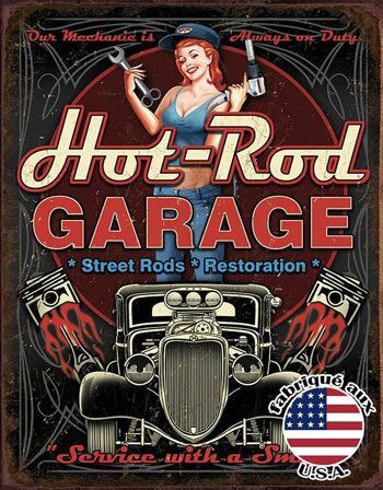 Plaques Décoratives Hot rod garage pistons plaque us