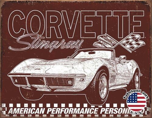 Plaques Décoratives Corvette 69 stingray plaque us